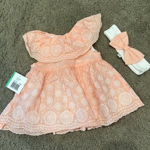 NWT Little Me Eyelet Top and Headband